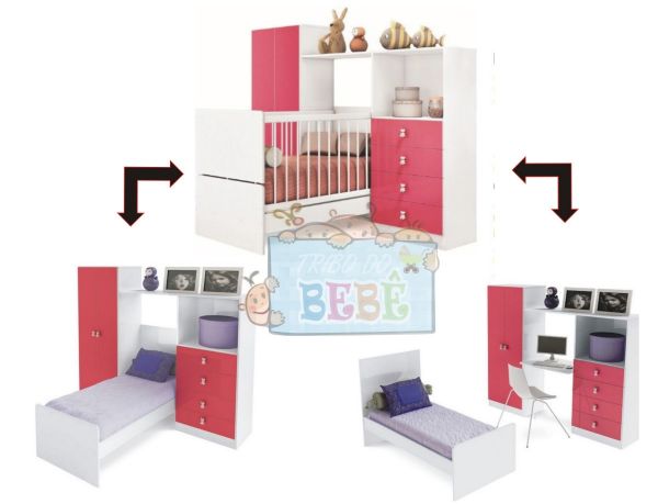Quarto Completo Infant Bebê Berço Vira Minicama