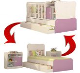 Berço Que Vira Cama C/ Cama Auxiliar C/ 02 Criados Infantil